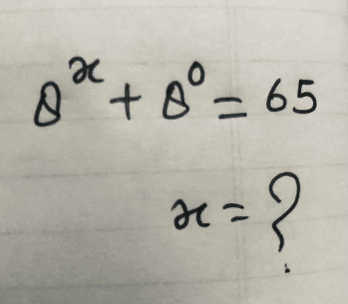 8^x+8^0=65 x=?