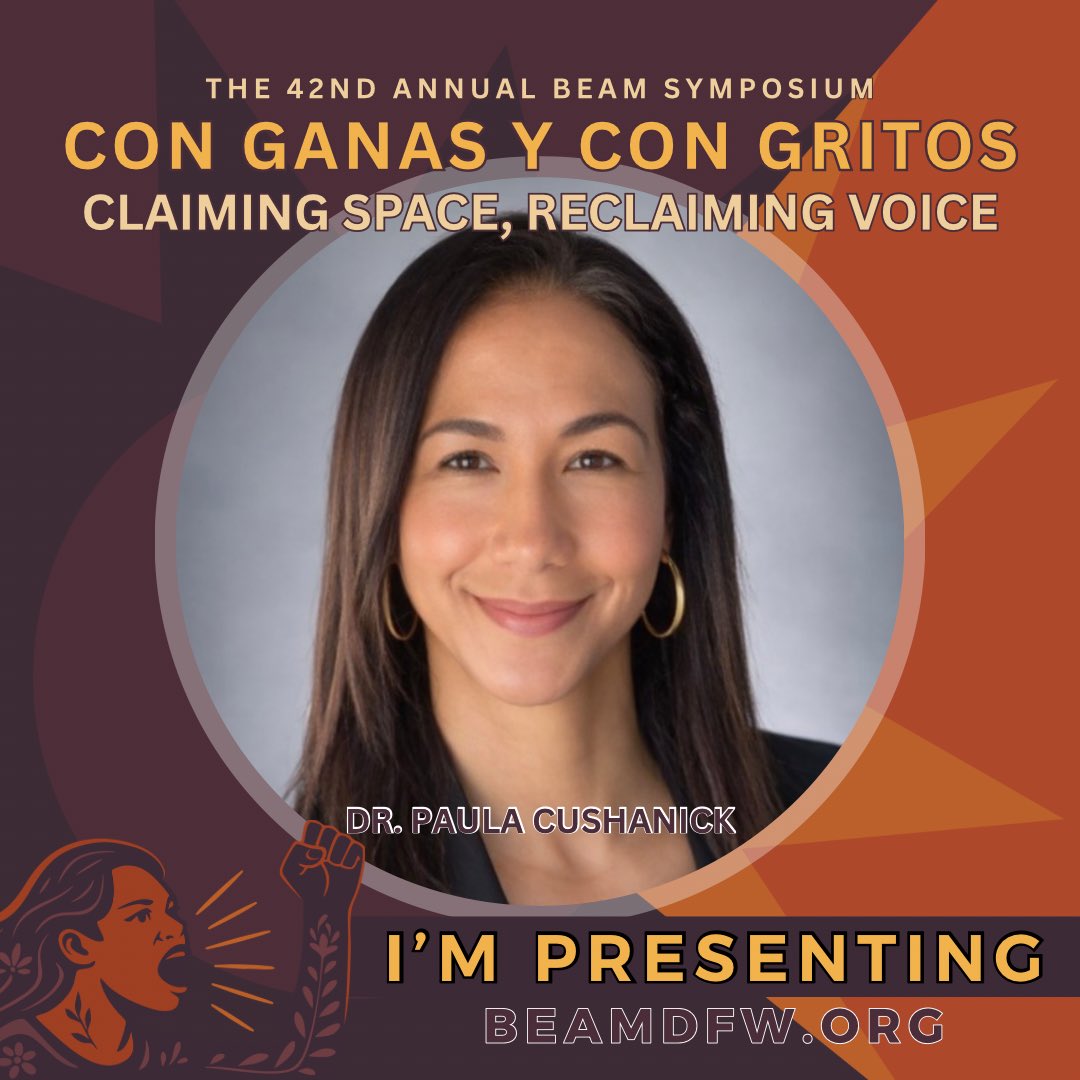 DrCushanick's tweet image. Excited to be presenting at the 42nd Annual BEAM Symposium, “Con Ganas y Con Gritos: Claiming Space, Reclaiming Voice” BEAM #voiceandspace #learningcommunity #bilingual #EdTech