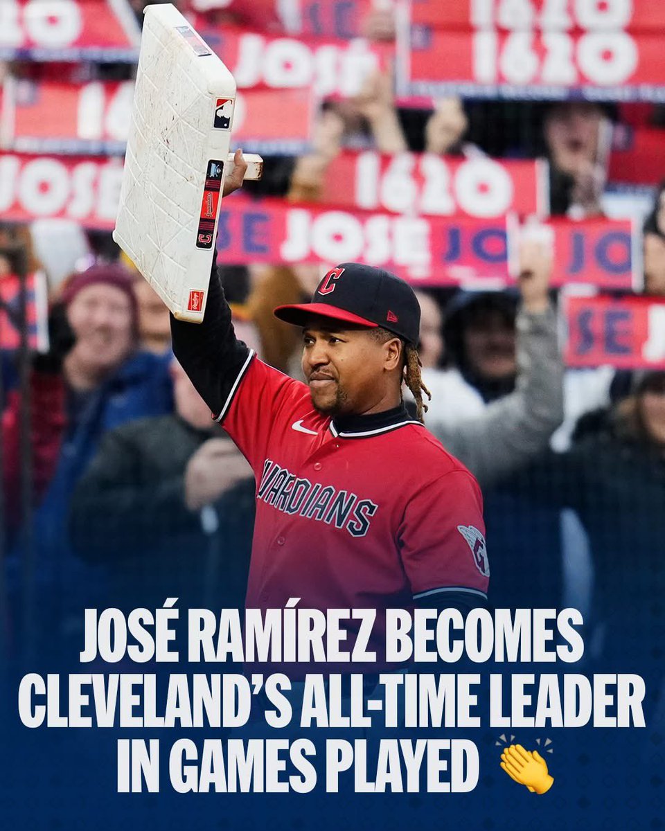 CLEsportsTalk's tweet image. José Ramírez has officially become the #Guardians all-time leader in games played today with 1,620!!!
