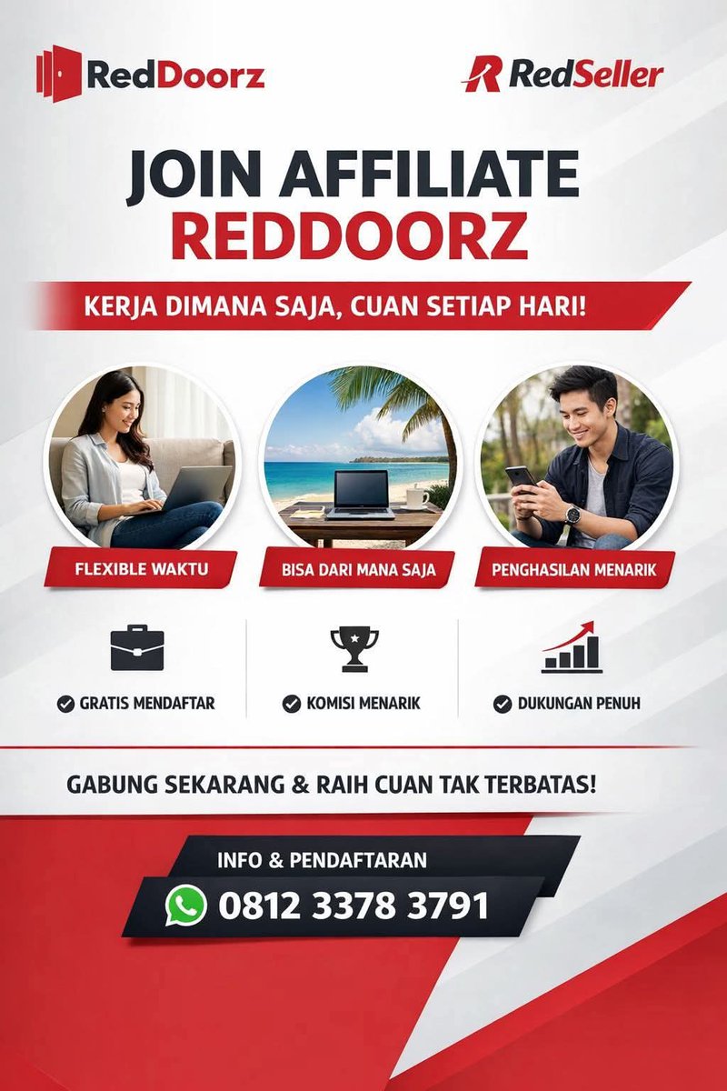 irmaa980914's tweet photo. Lagi cari penghasilan tambahan tapi pengen tetap fleksibel? 

Gabung jadi RedSeller RedDoorz  aja - cukup promosiin hotel, dapetin komisi dari setiap booking yang berhasil✨
✅ Kerja Remote
✅ Cocok buat mahasiswa &amp; Fresh Graduate
✅ Bisa jadi side income

 WA : 081233783791 https://t.co/AFwo4I4uzb