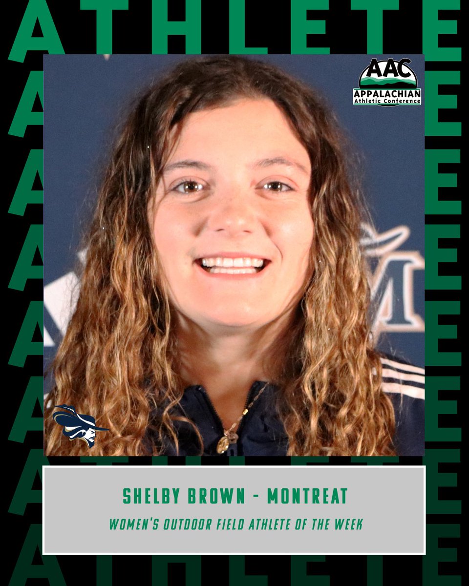 AACsports's tweet photo. Congrats to this week's #AACWTRACK Outdoor Athletes of the Week!

Track - Madison Kitson, @BUGoldenTigers 
Field - Shelby Brown, @MontreatCavs 

➡️ https://t.co/j9DqgkWfL5

#NAIAWTrack | #ProudToBeAAC | #TheRightWayToPlay https://t.co/UeUVvhbWXh