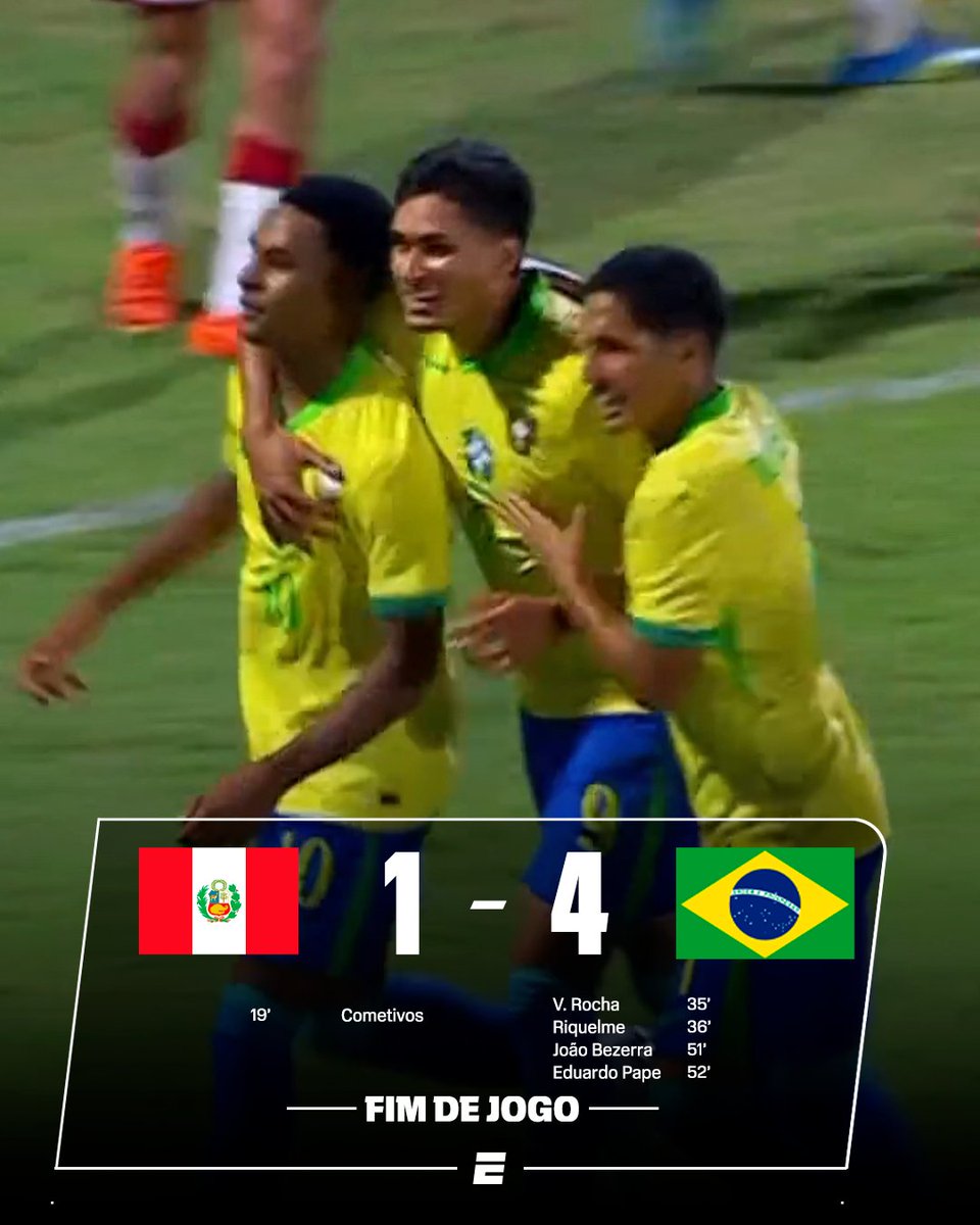 SportsCenterBR's tweet image. FIMMM DE JOGO 🇧🇷🇧🇷 O Brasil vence o Peru no Sul-Americano Sub-17 e soma mais 3 pontos no grupo B da competição!

#FutebolNaESPN #Brasil