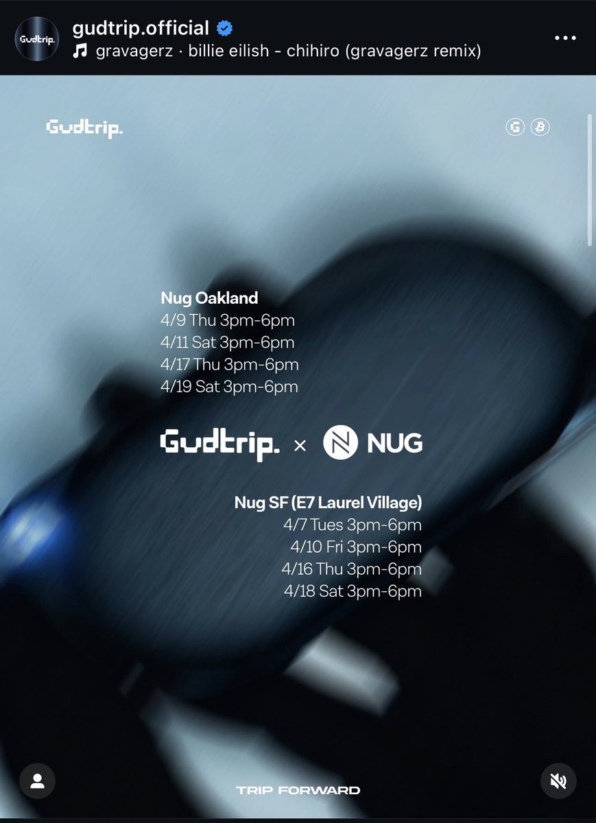 Gudtrip's tweet photo. What’s up San Francisco!

The first Bitcoin cannabis vape will pop up at @NUG_brand Oakland and San Francisco for this 420!

The best live rosin + Bitcoin rewards + exclusive discount = financial weed freedom

Follow us on Instagram for alpha news👇🏻 https://t.co/ucVAbar2KM