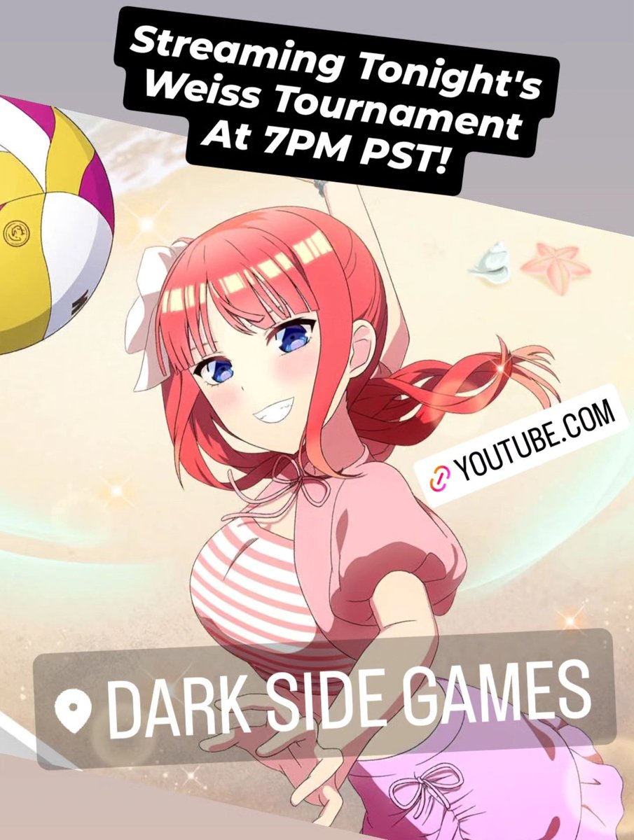 2one2ded's tweet image. Streaming Tonight's Weiss Tournament at @DarksideGamesCA in Duarte!

Tournament starts at 7PM PST!

youtube.com/@2one2ded?si=U…

#weissschwarz #weiß #anime #tournament #ws2tcg #ヴァイスシュバルツ