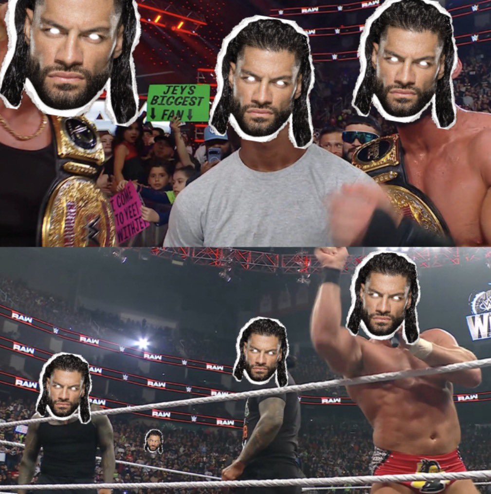 romanoops's tweet photo. Roman Reigns, Roman Reigns, &amp; Roman Reigns vs. Roman Reigns, Roman Reigns, &amp; Roman Reigns in a 6-Man tag team match has been confirmed for WrestleMania 42
Our sources say they're confident this will be on Night 1. #wweraw https://t.co/T5MUET8S3C