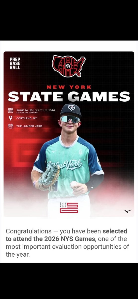 nick_menar's tweet photo. Thank you @PrepBaseballNY for the invite to the 2026 New York State games. I will be attending as a MIF on June 25th.@SZ_Recruits @SportsZoneAcad https://t.co/0DfDSlHSZe