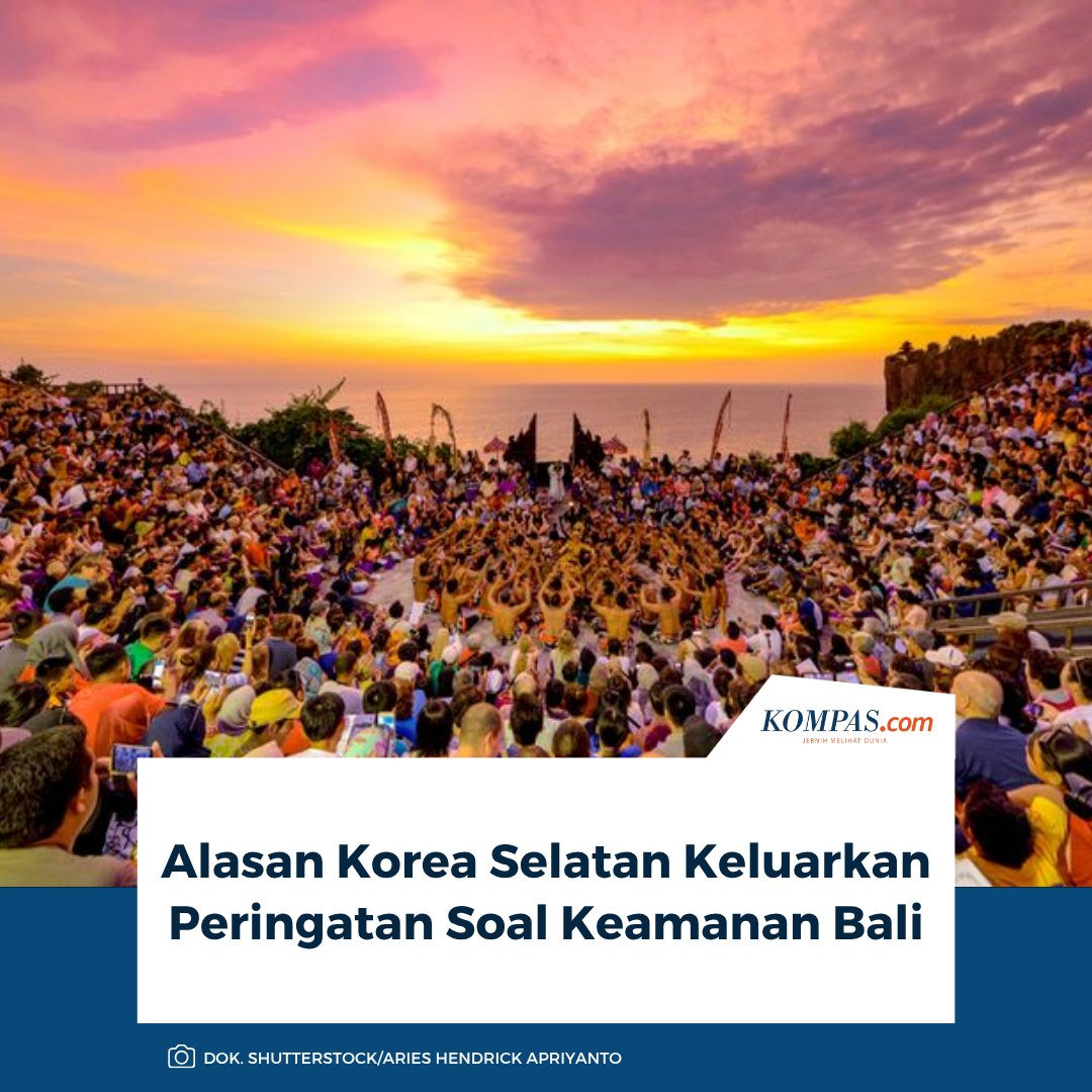 kompascom's tweet image. Pemerintah Korea Selatan resmi mengeluarkan peringatan keras bagi warganya yang hendak berkunjung ke Bali, setelah meningkatnya kasus kejahatan terhadap turis asing di pulau tersebut.

Baca di sini: travel.kompas.com/read/2026/04/0…

~AA #Bali #KoreaSelatan #Keamanan