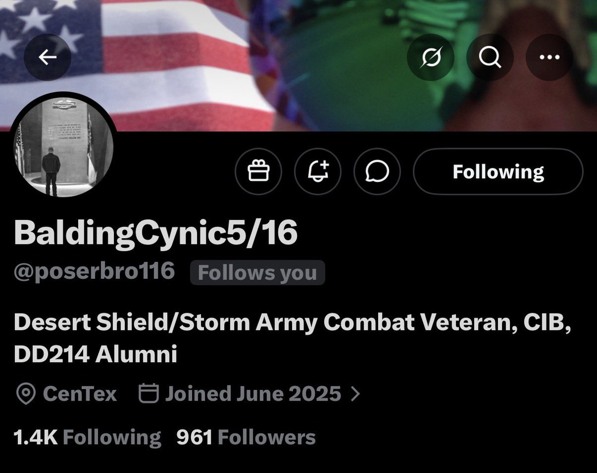 Got a good Vet here ready to connect. Do you have room to pick up a new friend?

<a href="/poserbro116/">BaldingCynic5/16</a>