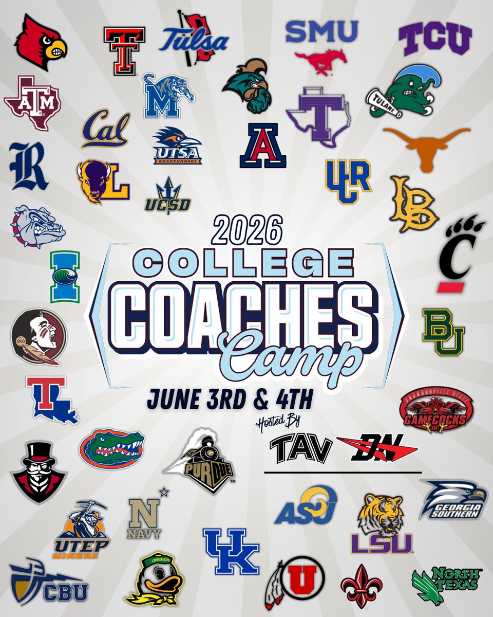 TAVVolleyball's tweet photo. 40 College Coaches now confirmed for the 2026 College Coaches Camp HOSTED by TAV &amp; Drive Nation on JUNE 3-4! Have you registered?

Register here: https://t.co/vCCwuQ733o https://t.co/n0sGvRrKx6