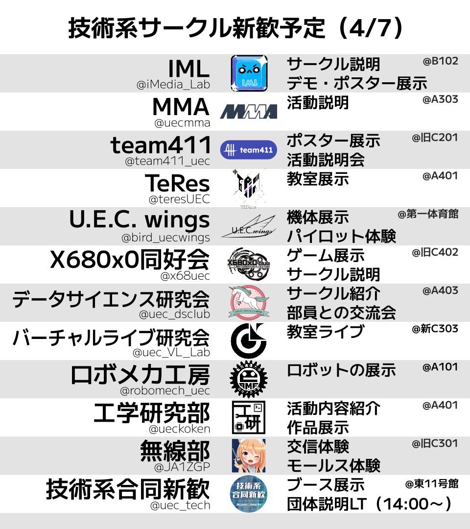 技術系サークル合同新歓2026 tweet media