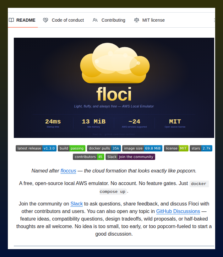 Local AWS emulator with 24ms startup

github.com/floci-io/floci