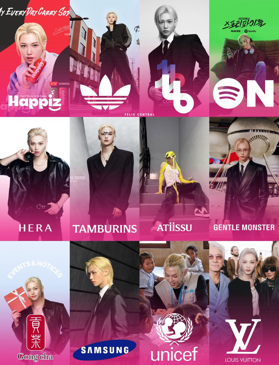 FLXCentral's tweet image. #FELIX extends his record as the 4th-gen male idol with the most ambassadorships, now totaling 12 across 13 brands deals 🔥 🔥

✦ Louis Vuitton ( Global House Ambassador )
✦ UNICEF ( Korea Committee Goodwill Ambassador )
✦ Samsung ( Galaxy S25 Edge Ambassador )
✦ Gong Cha (