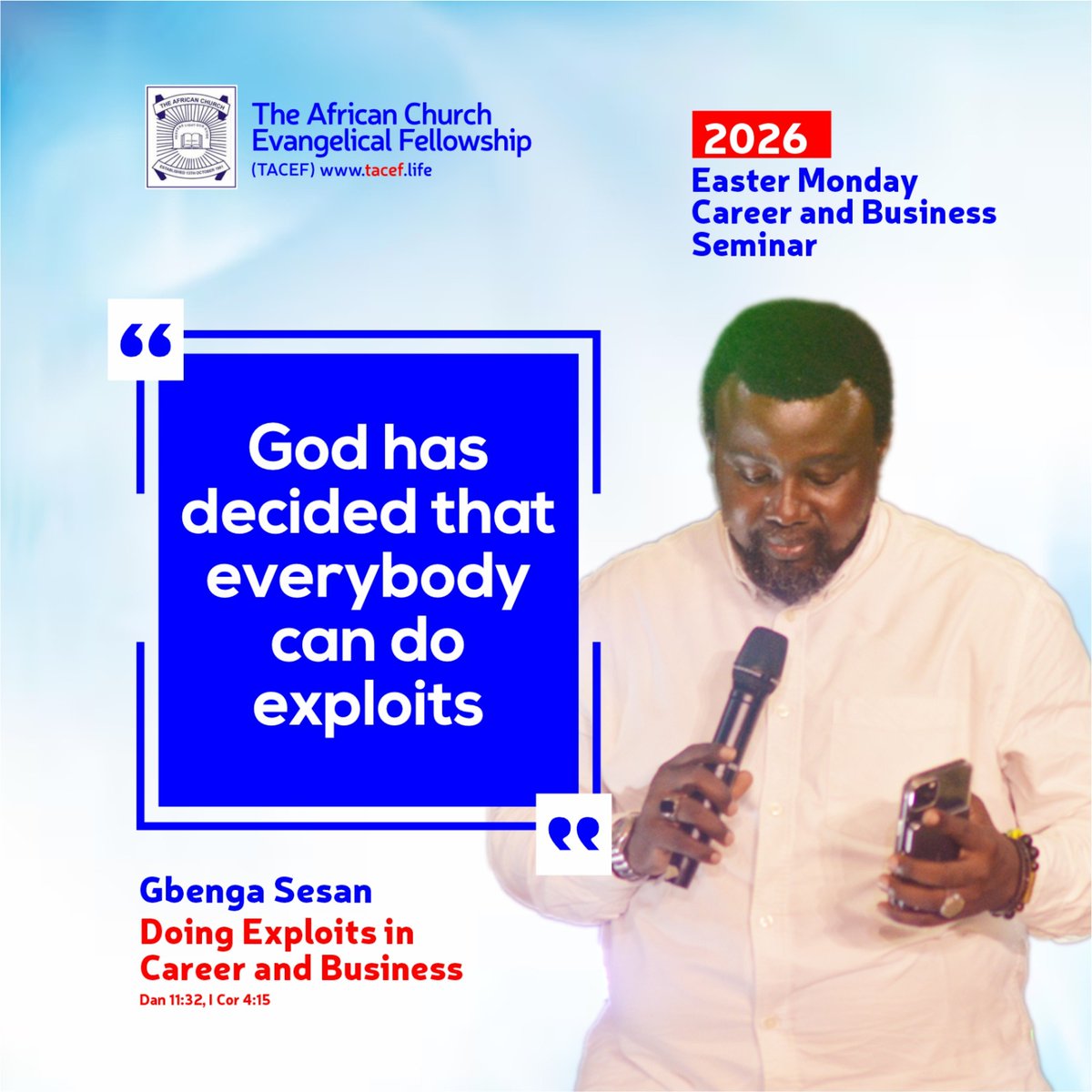 TACEF's tweet photo. TACEF Easter Monday Career and Business Seminar 2026 - Quotes from Gbenga Sesan

Join Now Via:

YouTube: https://t.co/tsStSFWeRx
Facebook: https://t.co/MYyFeFuviY

#ThatIMayKnowHim
#revivalarmy https://t.co/Rj8BL0tR18
