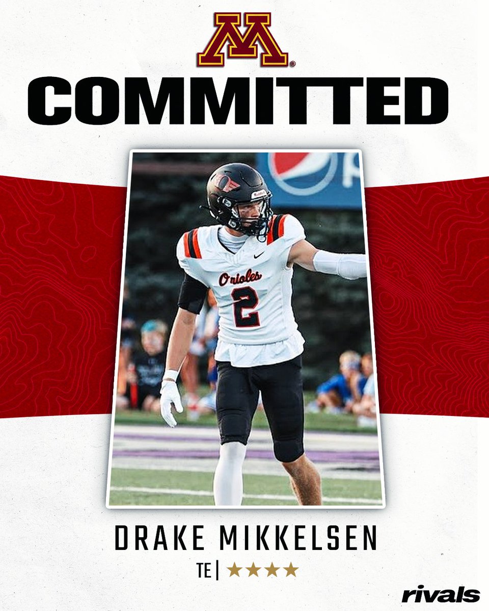 🚨BREAKING🚨 Rivals 4-star TE Drake Mikkelsen has committed to Minnesota🛶 ...