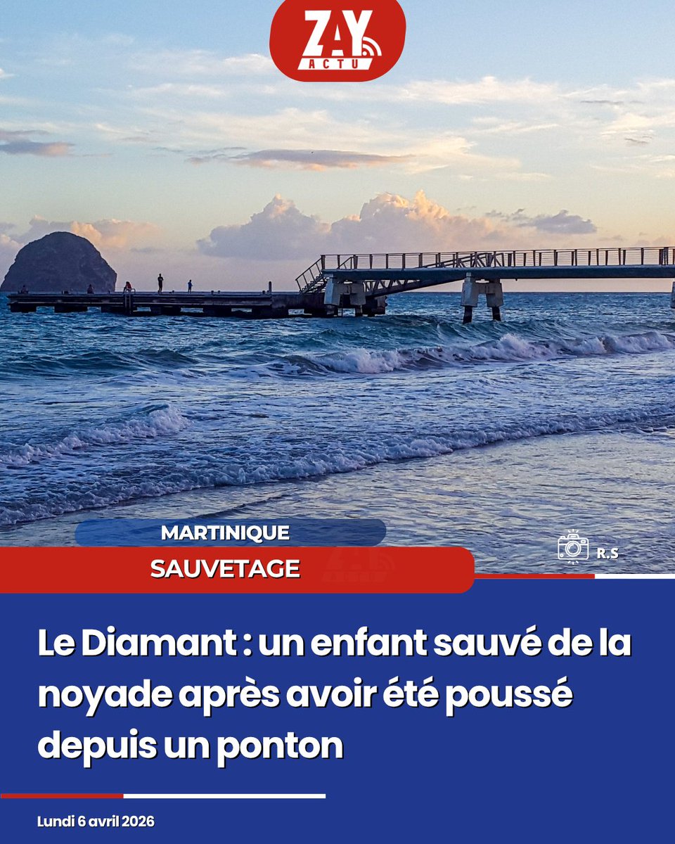 ZayActu's tweet photo. Le Diamant : un enfant sauvé de la noyade après avoir été poussé depuis un ponton https://t.co/zyYoy9ftNT via @ZayActu https://t.co/wvFSeSahwb