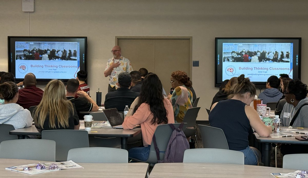 RoehmMelissa's tweet photo. Love seeing teachers from Sierra Vista HS + Desert Oasis HS learning together today 🙌
Great energy around Building Thinking Classrooms—sharing ideas, trying new strategies, and pushing math instruction forward 💡@pgliljedahl 
#ThinkingClassrooms https://t.co/fyj1BY2cdm