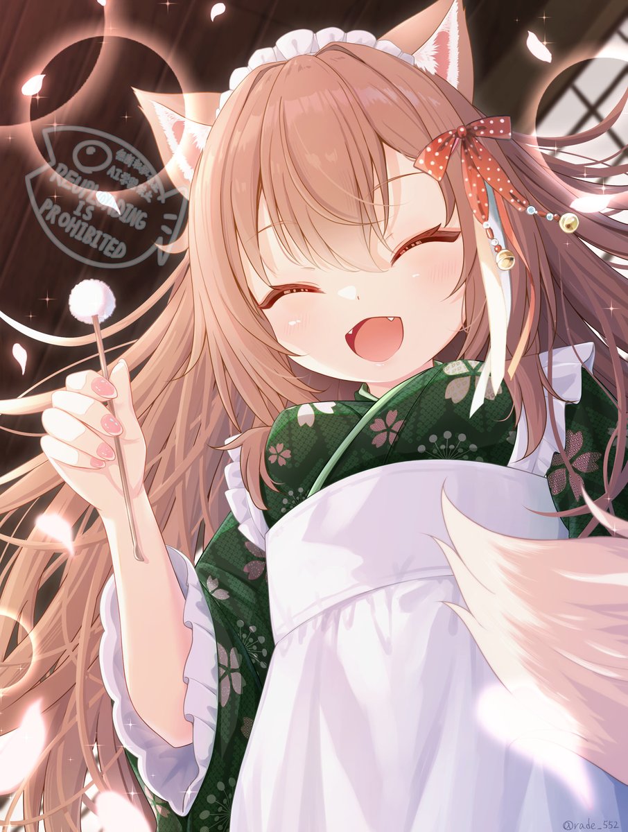 耳かきの絵は去年も描いてました🌸
和メイド瑚々莉ちゃんです🐺