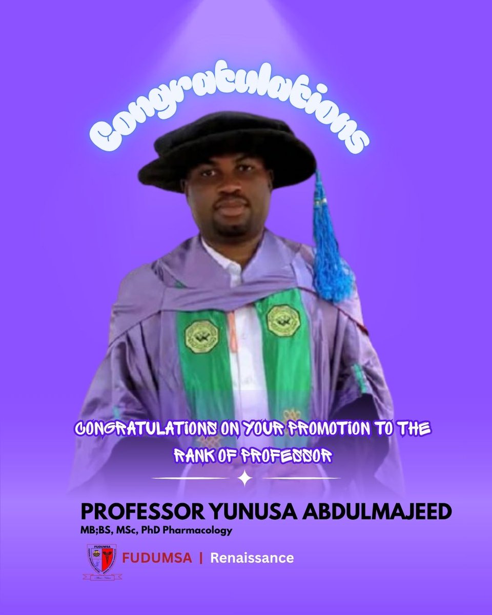 officialFUDUMSA's tweet photo. On behalf of all members of the Federal University Dutse Medcal Students Association (FUDUMSA) I warmly extend our heartfelt congratulations to Prof Yunusa Abdulmajeed on his well-deserved promotion to the rank of Professor of pharmacology and therapeutics by Usmanu Danfodio Uni. https://t.co/o3dSuTtROW