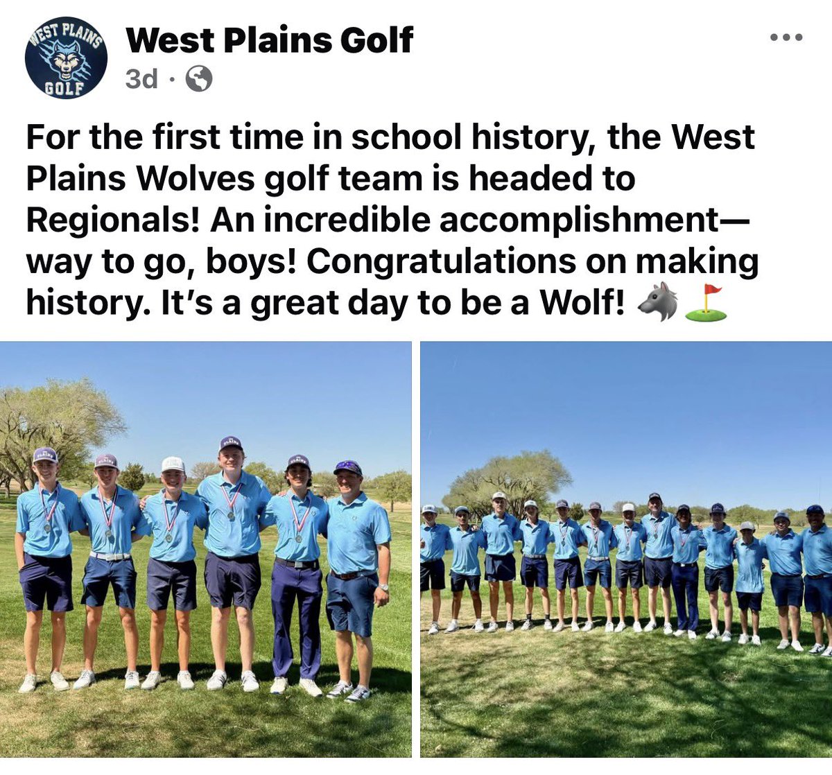 CanyonISD_Supt's tweet photo. Congratulations to West Plains Golf teams! https://t.co/QQrwEJbLz3