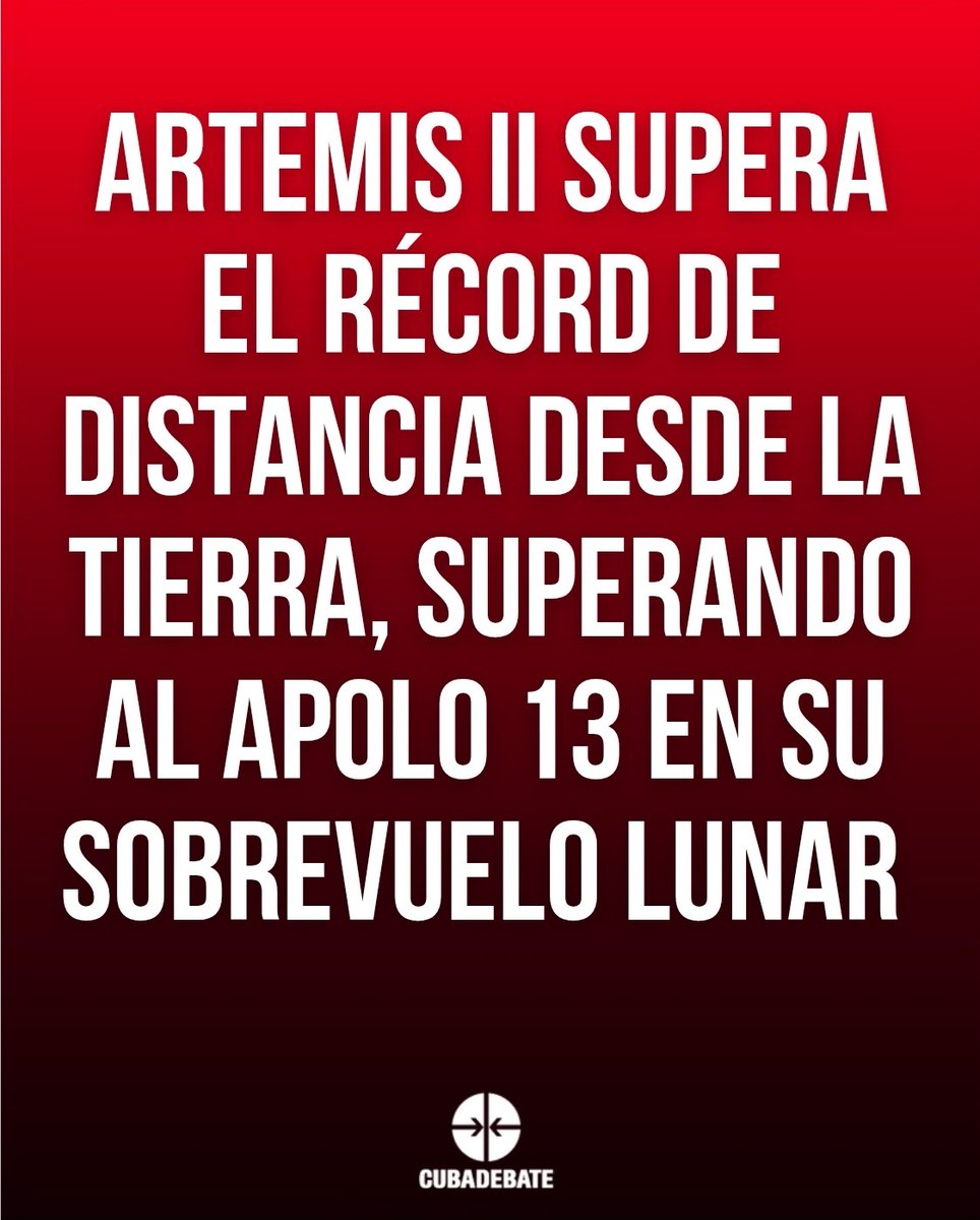 🚀👩🏽‍🚀🌕 Este hito se produjo al sobrevolar la cara oculta de la Luna, superando la marca establecida en 1970 por el Apolo 13 durante su retorno de emergencia. La NASA confirmó el logro este lunes.

share.google/dCnAyDJTmTSC1m…