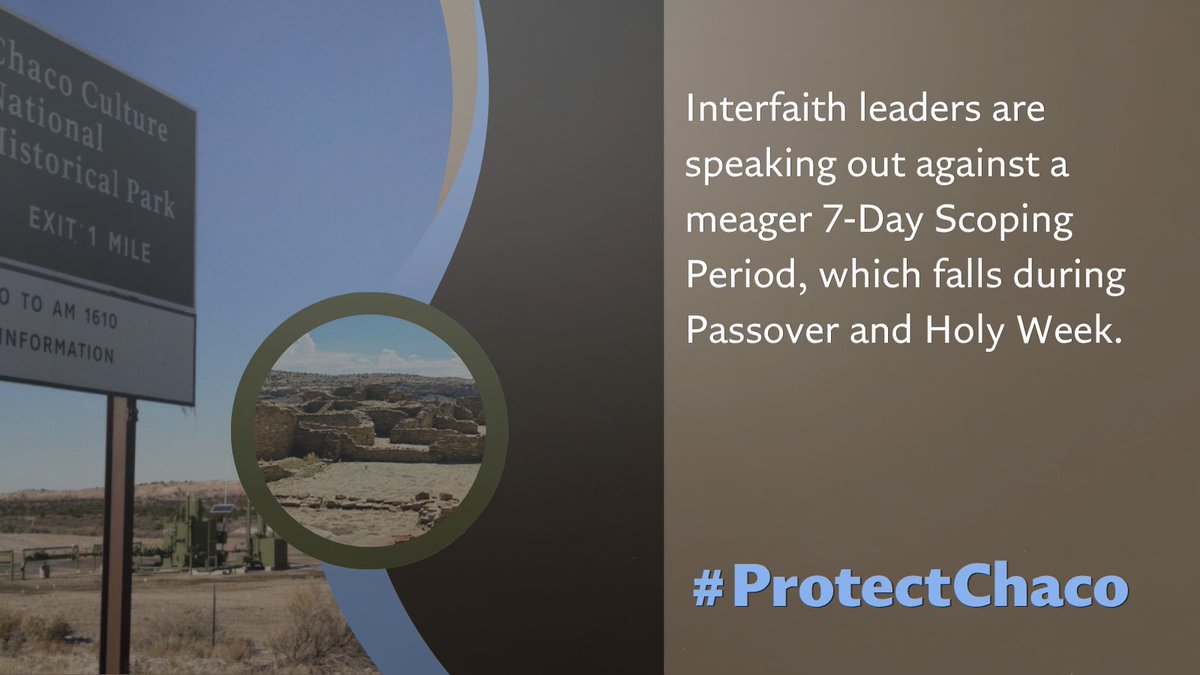 ProtectChaco's tweet photo. #PressRelease:  Interfaith Leaders oppose the @Interior only allowing 7 days during #HolyWeek on #Passover &amp; #Easter for people to comment on their plan to revoke protections surrounding Greater Chaco Canyon . They are urging them to #ProtectChaco. https://t.co/OPeFojnbMF https://t.co/SUYC3qik57