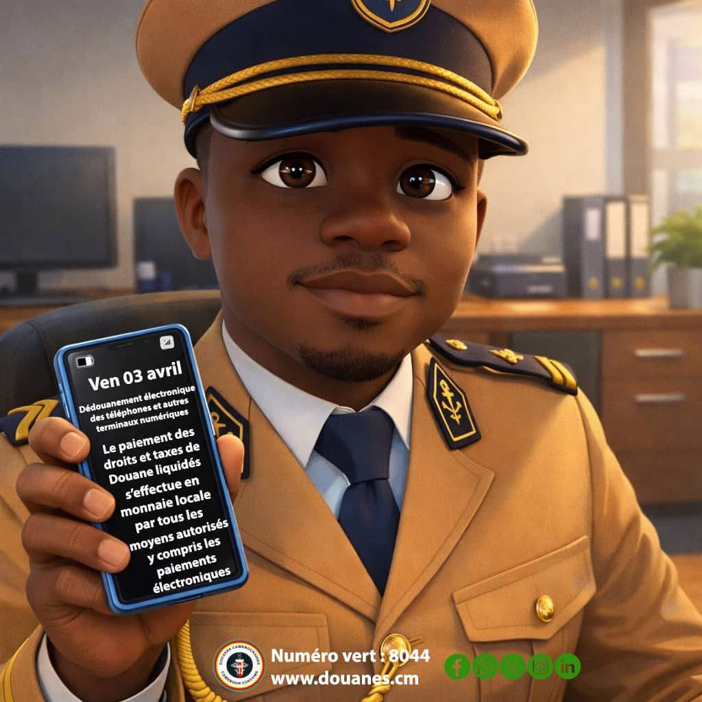 minfi_cameroun's tweet photo. 📲 Mécanisme électronique de collecte des droits et taxes sur les téléphones, tablettes et terminaux numériques.
💡 « Mola » vous guide !
Vérifiez le statut douanier de votre appareil 👉🏾https://t.co/aBZEsSAhZ3
#Douanes #Numérique #MINFI https://t.co/XCnSORWSEJ