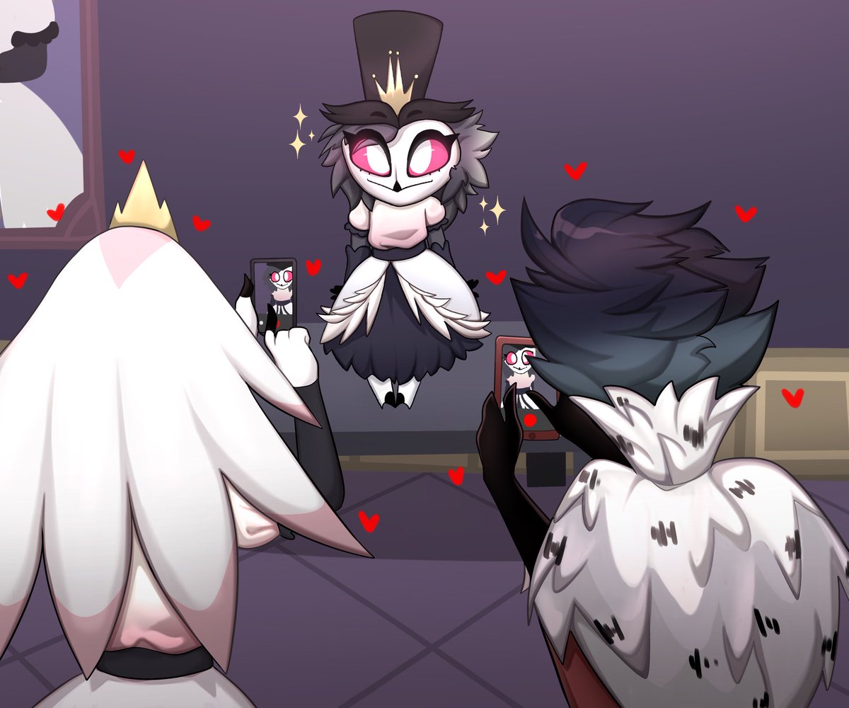 This month’s comic is underway! In the meantime, have a happy family piece done by the fabulous <a href="/Timosha1228/">TIM🫐 (comms open)</a> 

Octavia looks pretty good in her parent’s clothes!

#HelluvaBossStella
#HelluvaBossOctavia
#HelluvaBossStolas