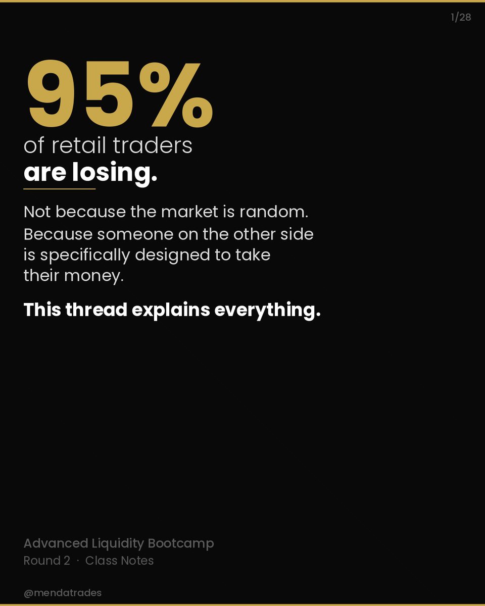 mendatrades's tweet photo. Thread: Most traders misuse liquidity.
Here’s how to actually use it with support &amp; resistance.

30 pages of real edge.

Like &amp; RT for more 👇 https://t.co/4CU7v49Qb7