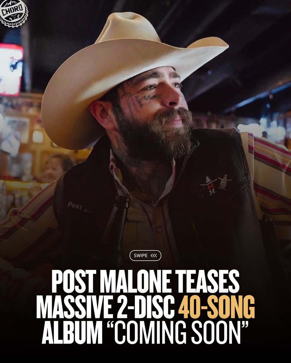 CountryChord's tweet image. 40 songs is WILD.

Post Malone shares a photo with the text “The Eternal Buzz” and a total of 40 Potential new songs with the caption “coming soon.”