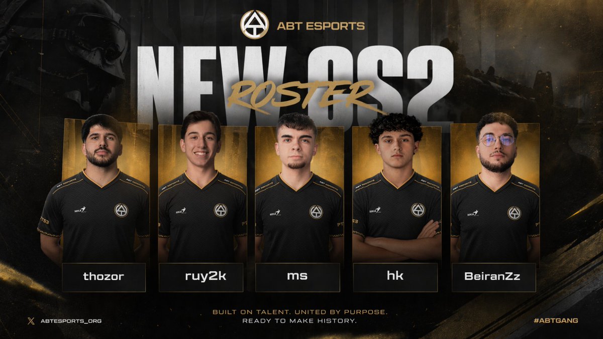 abtesports_org's tweet photo. WE ARE BACK. 🔥

A ABT Esports renasce mais forte, mais focada e pronta para dominar o servidor. Uma nova era começa agora — e viemos para ficar.
Apresentamos o nosso novo roster de CS2
@thozor_ @ruydoiskappa @_ms1337_ @hkkcsgo @BeiranZz

Isto é só o começo. #WeAreBack #ABTGANG https://t.co/0poBh9hWgJ