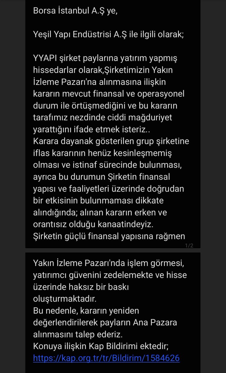 EdipSagunc's tweet photo. #YYAPI
#YYAPI
#yyapı
#yyapi
Arkadaşlar borsa İstanbul iletişim sayfasına https://t.co/zKQid3wzcW
Aşağıdaki dilekçeyi kopyala yapıştır yaparak;
Yyapının Ana Pazara alınması için dilekçe verelim.Birlikten kuvvet doğar..

Atıyorum https://t.co/PFnEQLVBDw