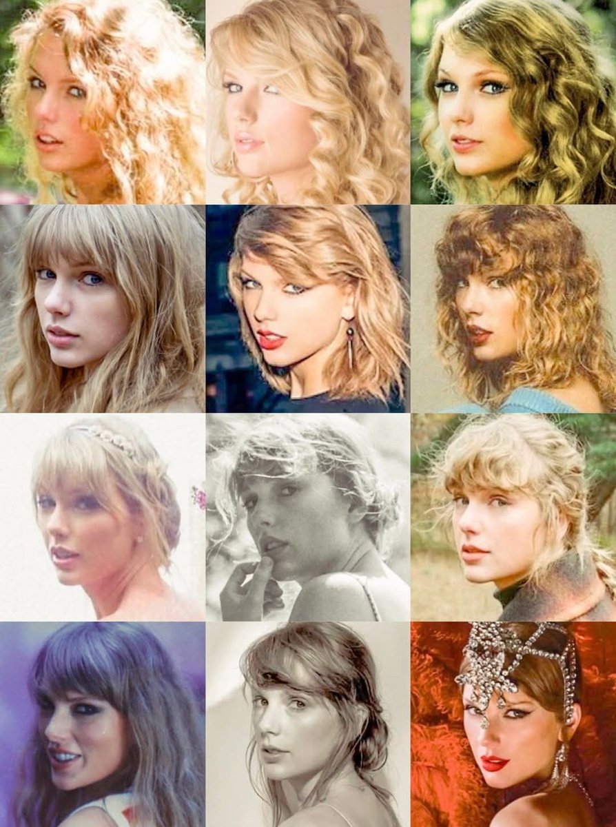 SaraPaccard's tweet image. Her face in every era😍💜 #taylorswift #taytay #eras #pictures #photomontage