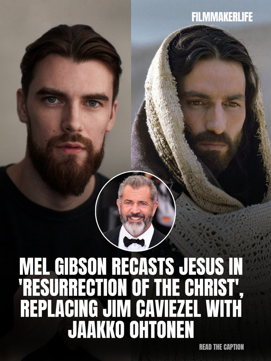 FilmmakerLife_'s tweet image. Mel Gibson is reportedly recasting Jesus in Resurrection of the Christ, replacing Jim Caviezel with Jaakko Ohtonen. The decision marks a major shift from the original film, where Caviezel’s portrayal became iconic for many viewers. 🎬

#MelGibson  #FaithFilms #Filmmakerlife