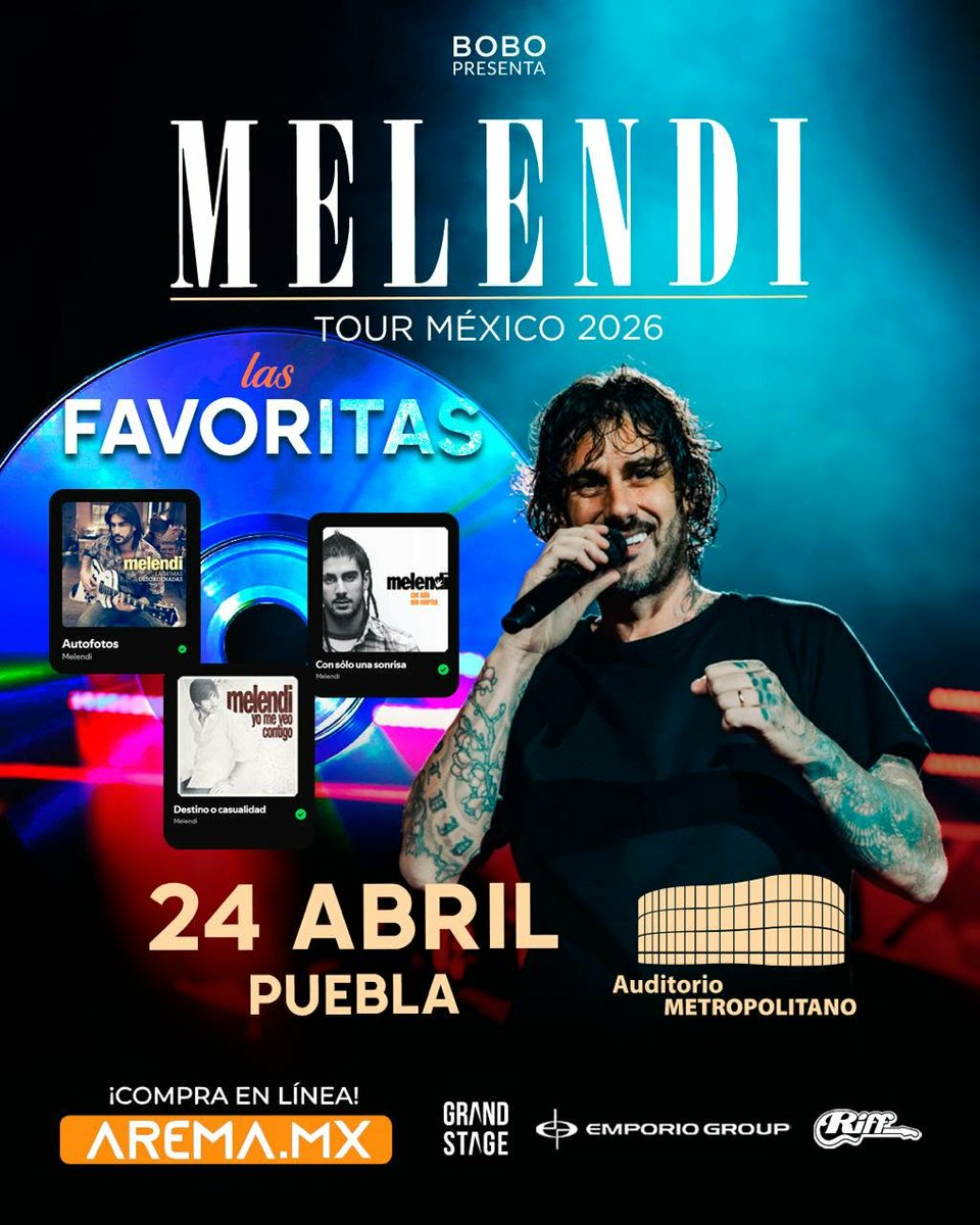 yaexpresate's tweet photo. 📷 La voz que le ha puesto soundtrack a tantas historias… está por hacer vibrar Puebla
Melendi  Tour México 2026 para una noche que promete ser inolvidable
📷 Auditorio Metropolitano
📷 24 de abril
📷 Boletos ya disponibles en https://t.co/bW3uxp4pnp
#Melendi @grays_margut https://t.co/XGwaXaYsE8