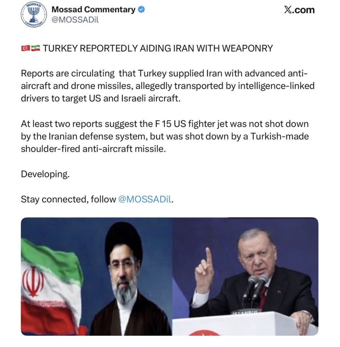 aslandegirmenci's tweet photo. Gelin, güncel gelişmeler ışığında FETÖ – MOSSAD hattını net biçimde okuyalım:

1.
İşgalci İsrail bağlantılı hesaplar (MOSSAD), İran tarafından düşürülen ABD uçağına dair açık bir dezenformasyon servis etti.
Yalanın merkezinde: “Türk yapımı omuzdan atılan sistem kullanıldı” iddiası yer aldı

2.
Dezenformasyonla Mücadele Merkezi (DMM), bu kurguyu anında çökertti.
Türkiye’nin İran’a bu tür silahlar verdiği ve söz konusu uçağın Türk sistemiyle vurulduğu iddialarının tamamen YALAN olduğunu net biçimde ortaya koydu.

3.
Firari FETÖ’cü Emre Uslu, her zamanki refleksiyle devreye girdi.
MOSSAD çizgisinde hareket eden hesapların ürettiği bu yalanı büyütmeye çalıştı, Türkiye’yi hedef alan söylemlere destek verdi. FETÖ organize bir şekilde MOSSAD ve Uslu’nun yalanını yaymaya çalıştı.

4.
DMM, gerçekleri ortaya çıkarınca tablo değişti.
MOSSAD bağlantılı hesap, küresel ölçekte rezil olan dezenformasyonunu sessizce sildi.
Ardından klasik geri adım: “Hata yaptık.” açıklamasına imza attı. @dmmiletisim’in açıklamasına da atıf yapmak zorunda kaldı.

5.
Sahada HAKİKAT kazanınca, dijital cephede kurulan kirli ittifak da açığa çıktı.
FETÖ unsurlarının, organize biçimde aynı yalan hattına angaje olduğu bir kez daha belgelenmiş oldu. 

▪️Algı operasyonu kurdular, ilk müdahalede dağıldılar.
Yalanı küresel servis ettiler, ilk doğruda geri vitese taktılar.

MOSSAD “hata yaptık” deyip kaçtı,
FETÖ yine ortada kaldı… 

Bu arada Emre, uslu uslu İletişim Başkanlığı tarafından yapılan açıklamayı da okumak zorunda kaldı :)