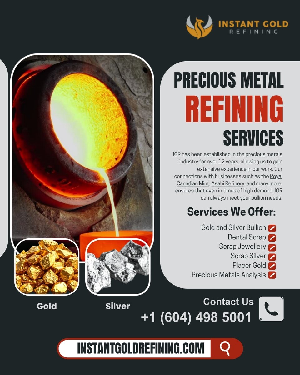 instantgoldinc's tweet photo. Here at #InstantGoldRefining, we are dedicated to providing our clients with the best possible experience and services. Whether you are buying or selling precious metals or utilizing our refining services, Instant Gold Refining will be with you every step of the way. https://t.co/97RBtvCdGF