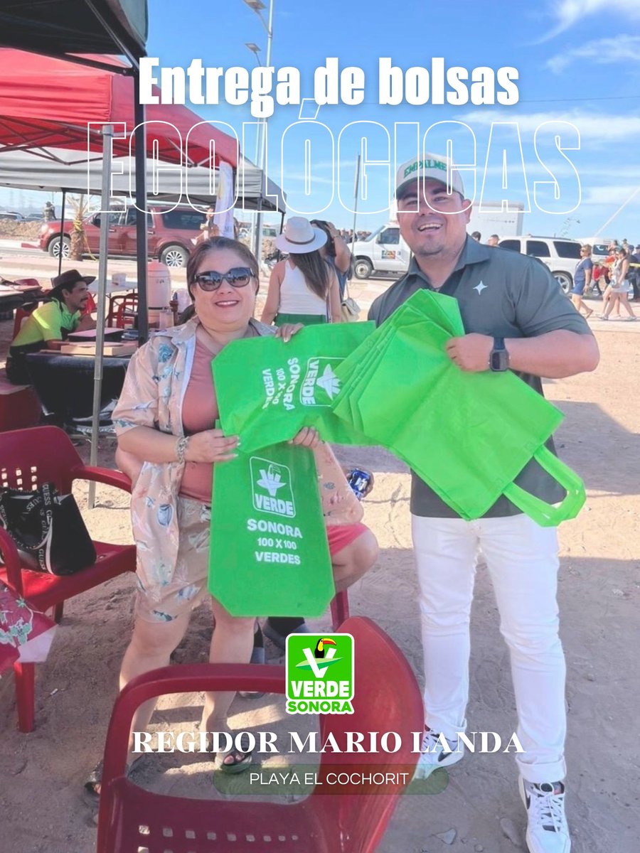 partidoverdeson's tweet photo. Acciones que sí hacen la diferencia 🌱♻️

El regidor de Empalme, Mario Landa, entregó bolsas ecológicas en playa El Cochorit durante Semana Santa, promoviendo la recolección responsable de basura.

Cuidar nuestras playas es tarea de todas y todos 💚🌊 https://t.co/jyL8syUpuP
