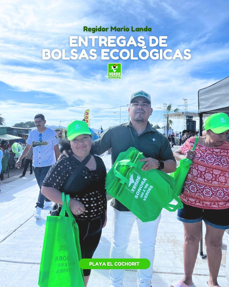 partidoverdeson's tweet photo. Acciones que sí hacen la diferencia 🌱♻️

El regidor de Empalme, Mario Landa, entregó bolsas ecológicas en playa El Cochorit durante Semana Santa, promoviendo la recolección responsable de basura.

Cuidar nuestras playas es tarea de todas y todos 💚🌊 https://t.co/jyL8syUpuP
