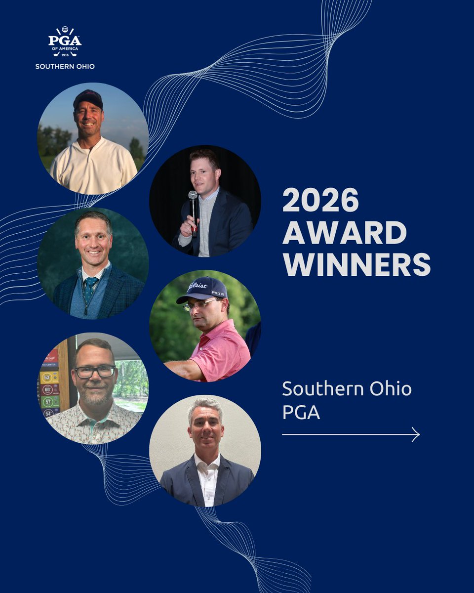 SouthernOhioPGA's tweet photo. Golf excellence in Southern Ohio. Congratulations to the 2026 Award Winners!

Read more: https://t.co/7ZF3EnDAok https://t.co/i0XXp5nMf8