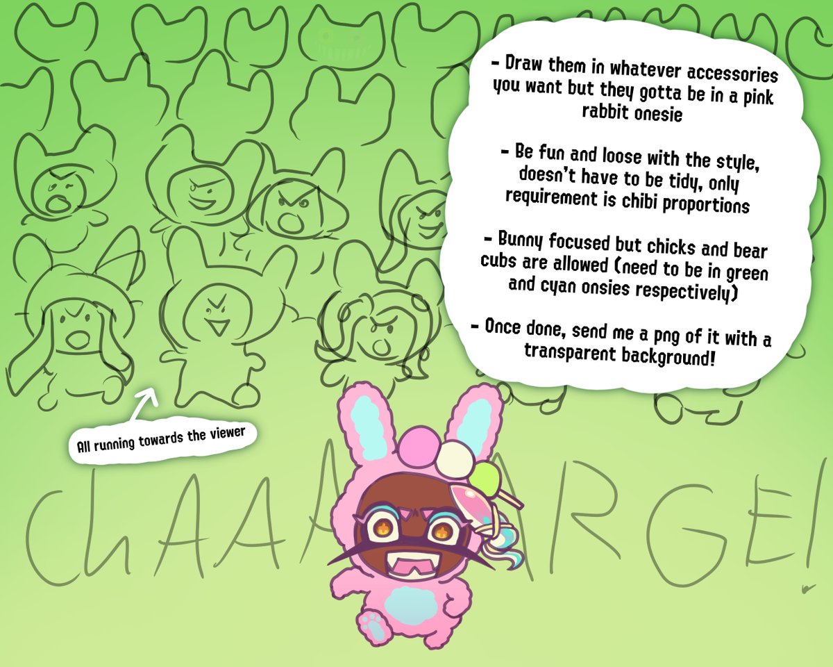 CharltonN2's tweet image. Calling all bunnies... Frye needs your help!! 🐇🐇🐇

For the Springfest taking place this weekend, I want you to draw your OC to be included in this crowd!

Deadline is Friday night. Be there and be fluffy!