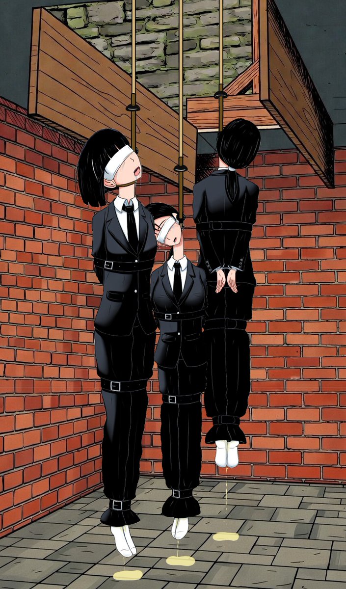 GeorgeOr_Well's tweet image. #hanging #絞首刑 #首吊り #首折り 
A old arts remake. Colorful manga or illustration. Which style U like?
Story: 3 Yakuza girls was executed by hanging because they murder  all members of the enemy gang by firearm and katana at foreign country.