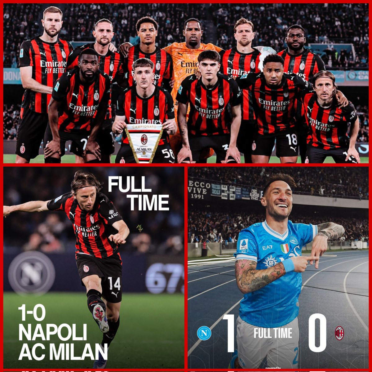 El Milan no deja ir solo 3 puntos ,si no también el 2° lugar de la tabla al caer 1-0 de visita al Napoli
🛑 Se le va terminando su discurso de Allegri cuando solo le sacas 5 puntos al 5° lugar y peligra calificar a la champions , siempre termina diciendo QUE ES LO QUE LE PIDIERON