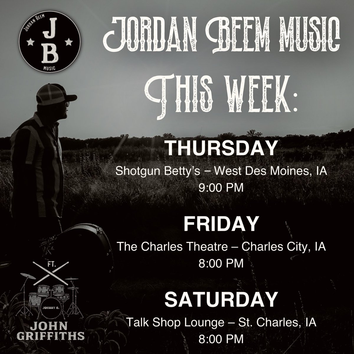 JordanABeem's tweet photo. Come see us this week friends 🤠🤘

#countrymusic https://t.co/MowCnTgxEr