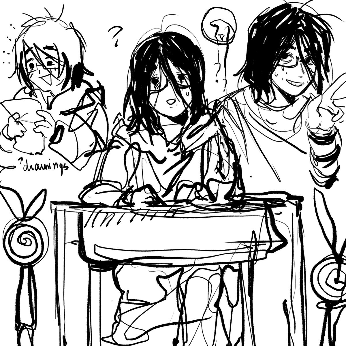 xewiao's tweet image. Drew this when I still had long hair… Anyway me at school #failure