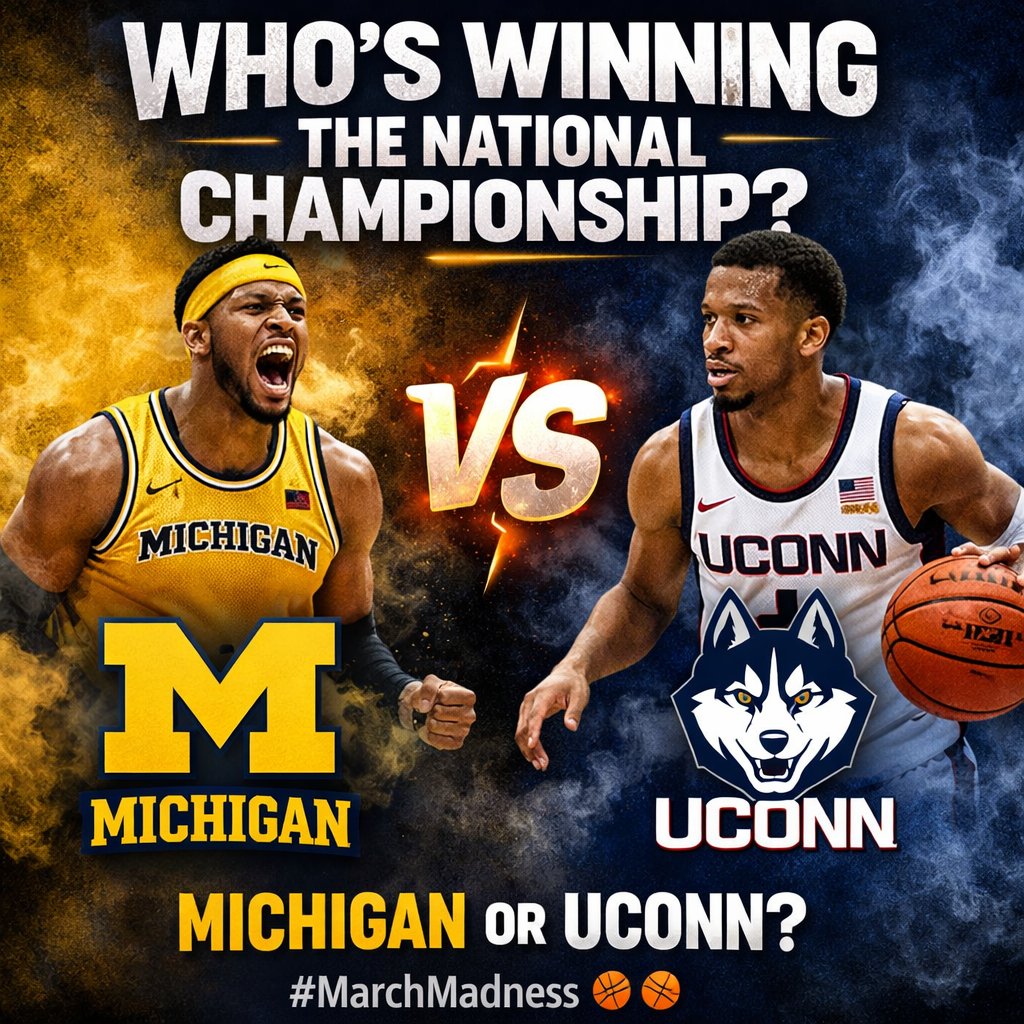 RecapRoom_class's tweet photo. Championship on the line…
Michigan or UConn?? 
Drop your pick ⬇️ #marchmadness https://t.co/TuGv8iTODt