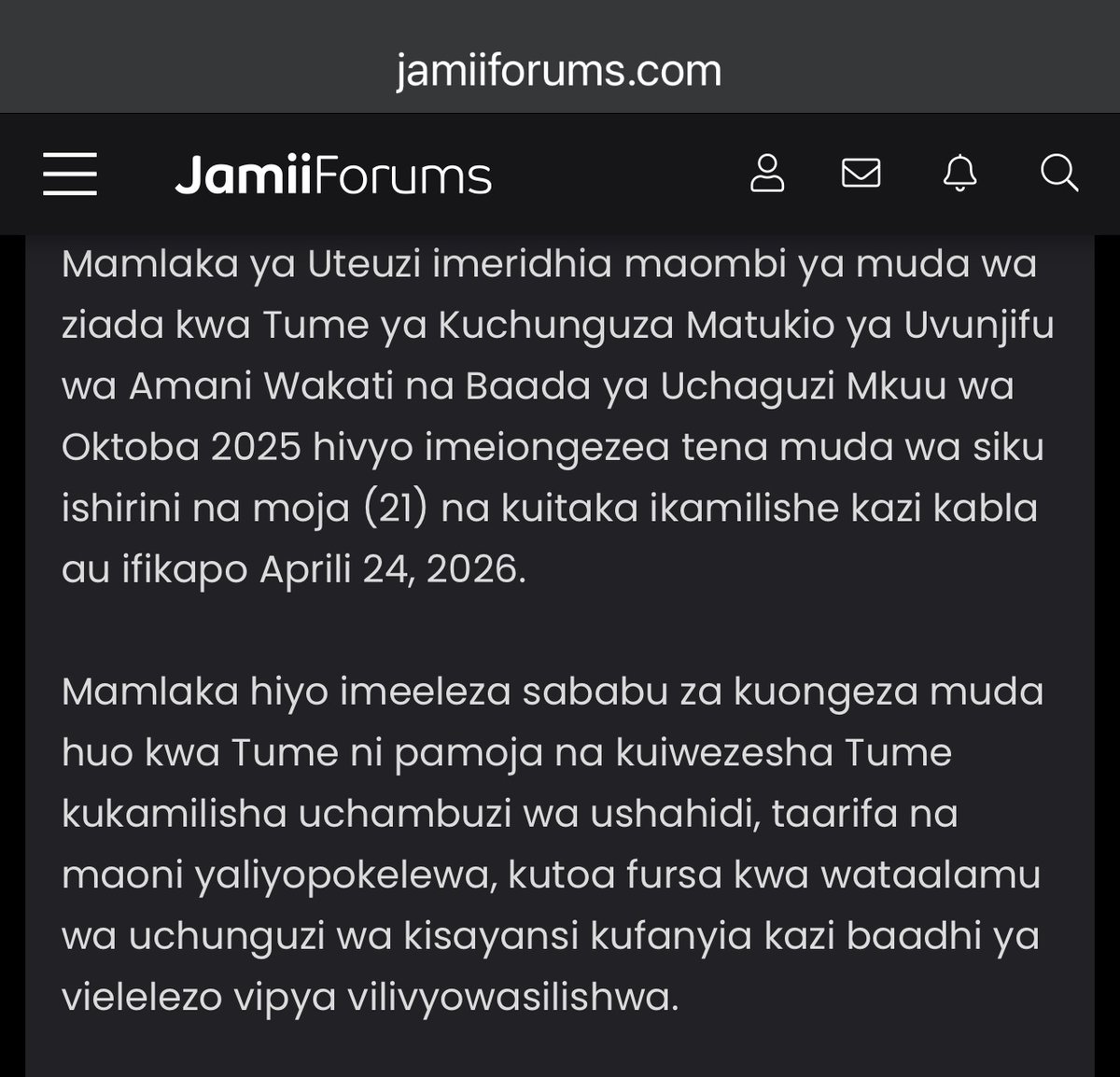 JamiiForums's tweet image. Aprili 7, 2026: Moja kati ya mijadala mingi inayoendelea ndani ya JamiiForums.com usiku huu📌📌

Fuatilia zaidi mjadala jamii.app/TumeUchunguziA…

#JamiiForums #Governance