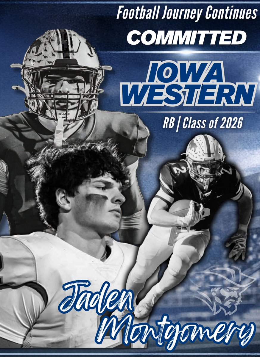 JadenMonte3001's tweet photo. My football journey will continue at Iowa Western. 

Excited for the opportunity to compete, develop, and take the next step toward my goals. 

Thank you to everyone who supported me along the way.

Ready to work.

#JUCOroute #GoReivers 
@CoachSpeer15 @CoachStrohmeier @BlackbournMike