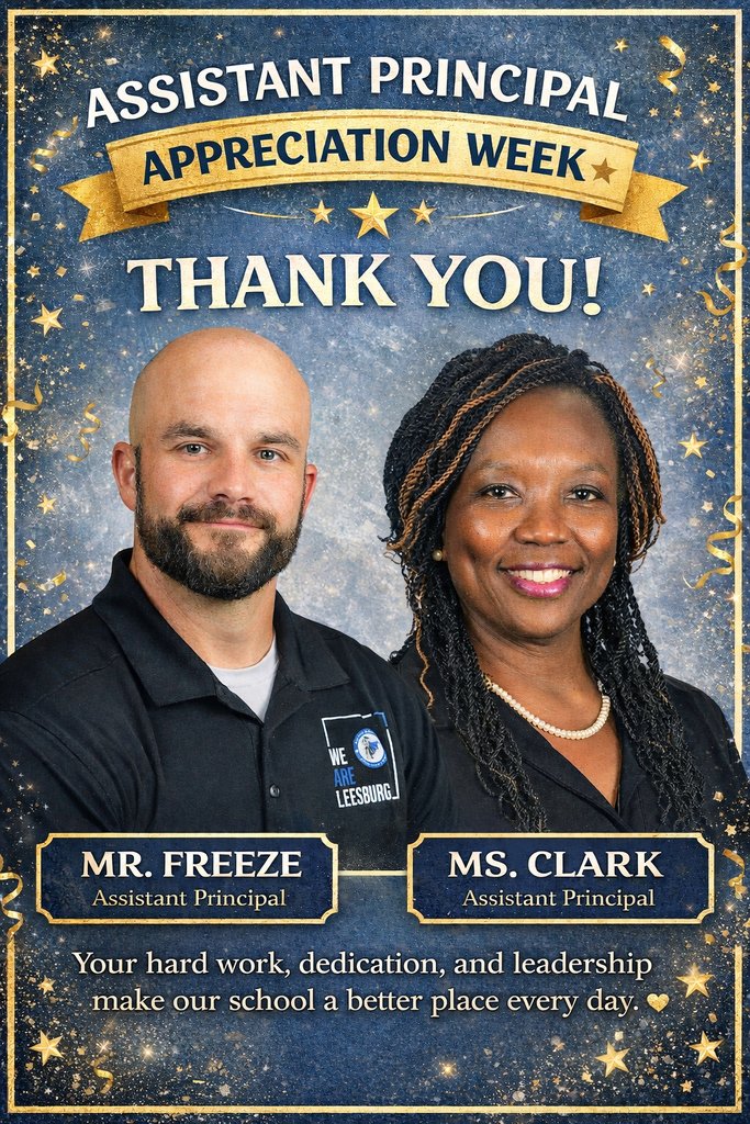 This week, we proudly celebrate our incredible Assistant Principals, Mr. Freeze and Ms. Clark! 💙✨
Your leadership, dedication, and unwavering support for our students, staff, and school community make a difference each and every day. Thank you for all that you do! 🏰