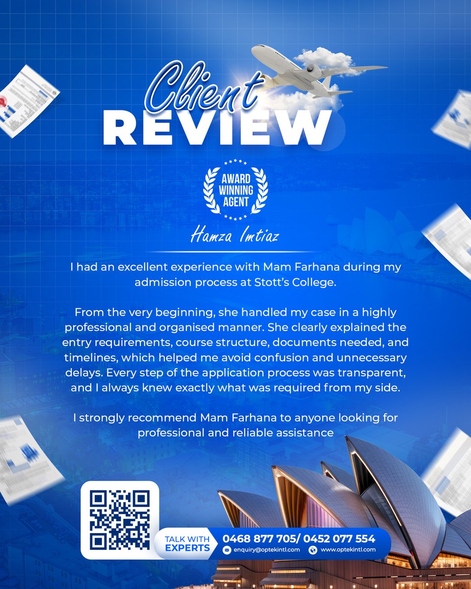 optekintl's tweet image. Such appreciation is surreal! 

Our client's satisfaction keeps us pushing our boundaries. We look forward enthusiastically to extend our assistance for you so that you have a rewarding experience.

#optekinternational
#optekintl #opteksucess
#visaserviceaustralia