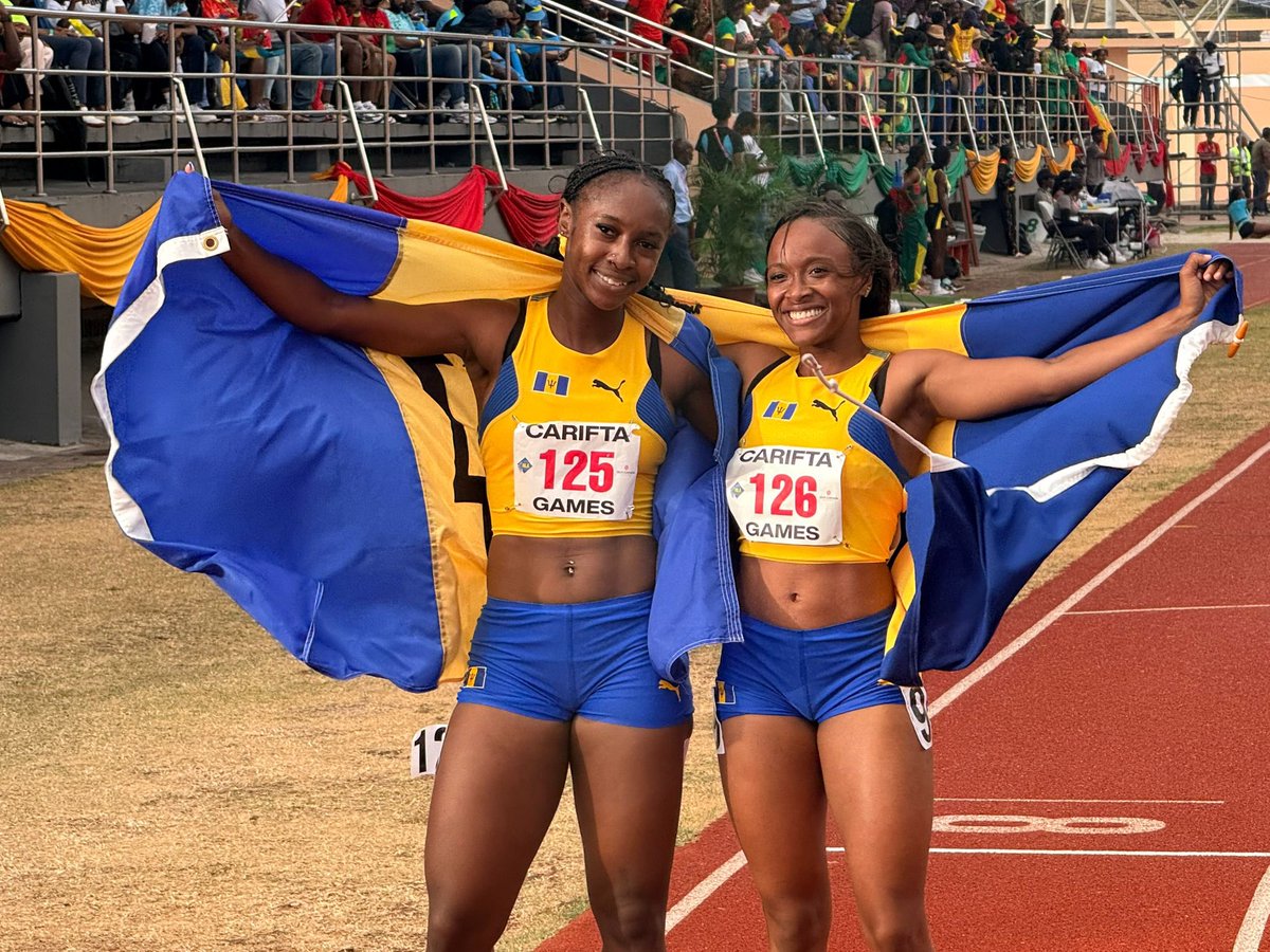 Oh how sweet 🇧🇧
Gold and silver for Barbados !
Ashlyn Simmons and Danya Skeete one, two in the U-20 girls 800m final at CARIFTA 2026.